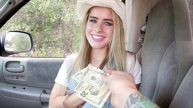 Sultry Cutie Flashes XXX in Car After Hot Money Show