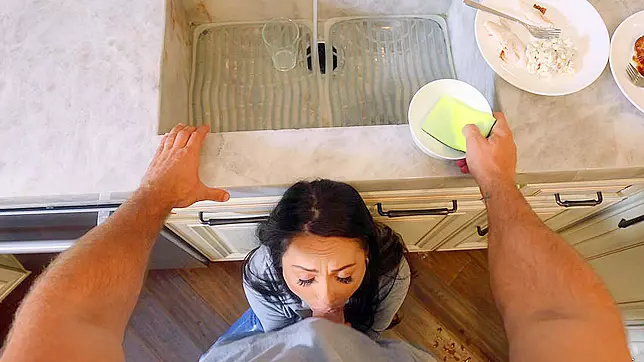 Daddy doesn't notice his slutty XXX daughter blowing her BF's dick