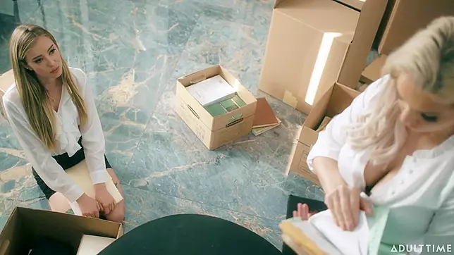 Nerdy Lesbian Intern Eats Out Boss's Sizzling Clit on Office Desk XxX ***