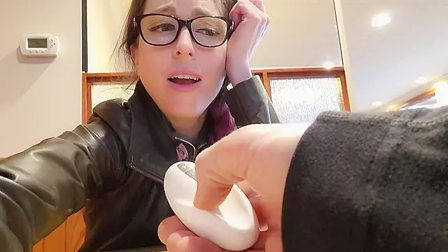 Busty teen slut with a big dick toy in public piss station, XXX Video