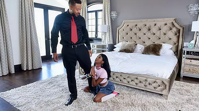 Adorable ebony Daisy Cooper has come over to Eddie Jayeâ€™s beautiful home to babysit. This girl is really is hot. She has a tight little body with an innocent look about her that can drive a guy crazy