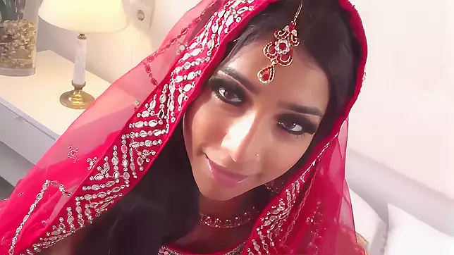 Indian teen slut in red sari pleasures herself for the first time on camera, gets wetter than ever