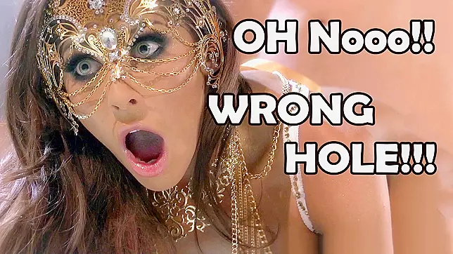 Awesome babe in magic mask takes big cock in her anal hole