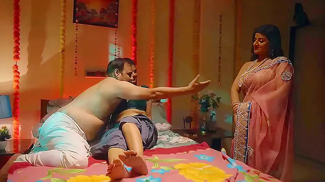 Two Indian sluts unsatisfied milf fuck with father in law!