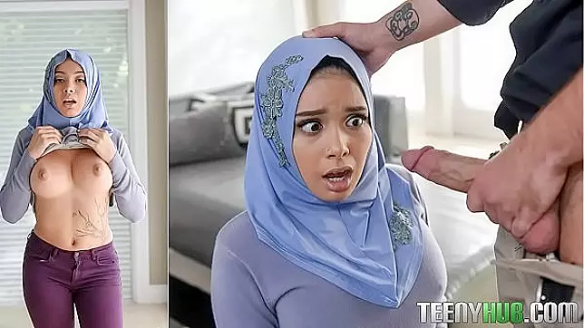 Hijab chicks gone wild, Alluring Aaliyah Hadid takes anal plunge, squeals with delight!