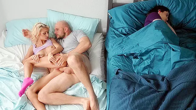 Free porn video with blonde seducing her bestie's man on XXX session