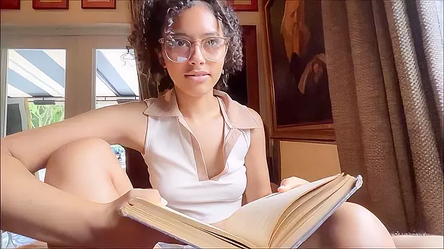 Bewitching Bookworm Little Sister Tempts Bro with Her Alluring Anal Skills