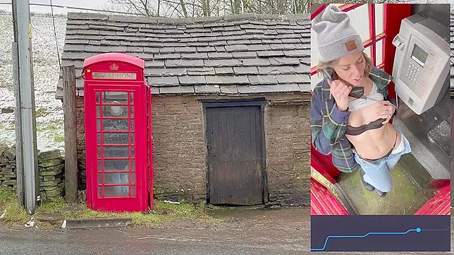 Cumming hard in public red telephone box with Lush remote controlled vibrator in English countryside