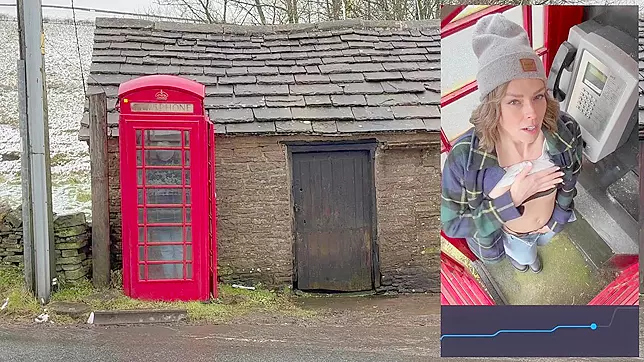 Cumming hard in public red telephone box with Lush remote controlled vibrator in English countryside