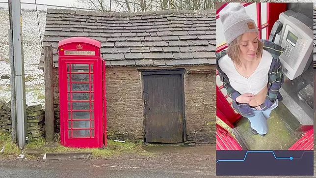 Cumming hard in public red telephone box with Lush remote controlled vibrator in English countryside