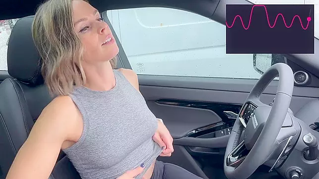 Cumming hard in public drive thru with Lush remote controlled vibrator