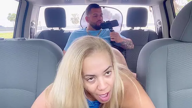 Riding My Driver's Hard Cock In The Back Seat While My PAWG GF Watches And Moans.