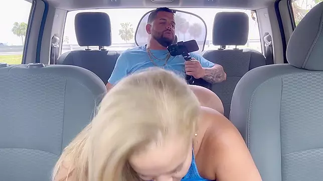 Riding My Driver's Hard Cock In The Back Seat While My PAWG GF Watches And Moans.