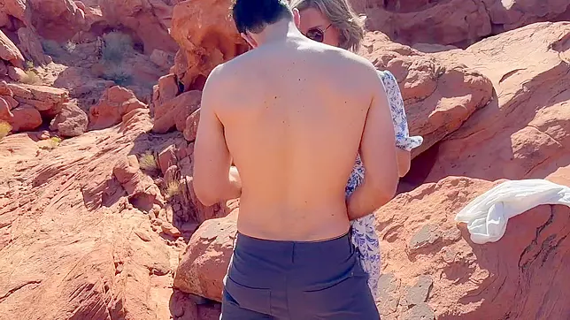 Horny Wife Gets Fucked in the Desert on a Public Hike While Cuck Husband Films the Action