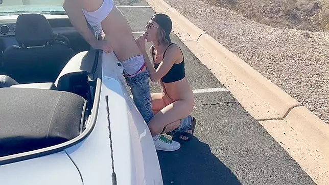 Nevada Desert Road Fuck - Wife Gets Spit-Roasted and Covered in Cum from a Double Creampie!