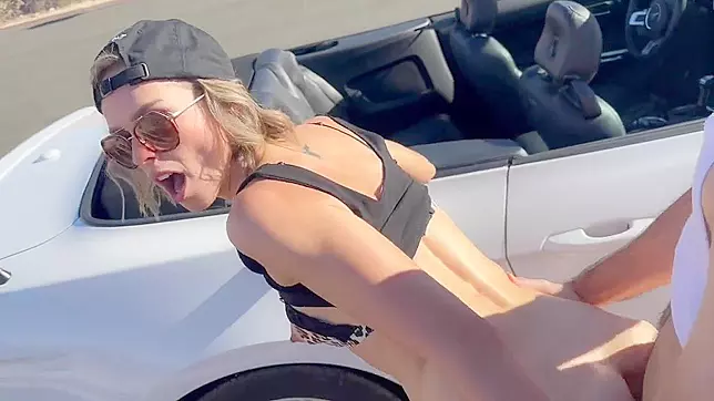 Nevada Desert Road Fuck - Wife Gets Spit-Roasted and Covered in Cum from a Double Creampie!