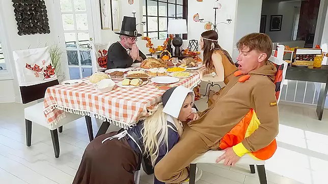 Thanksgiving Prank Gone Wild: Fucking StepSis and Stepmom in the Ultimate Dinner Orgy