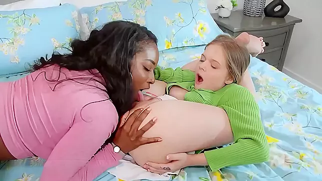 Daughter Swallows Cum and Enjoys Lesbian Play with Her Horny Ebony Stepmom