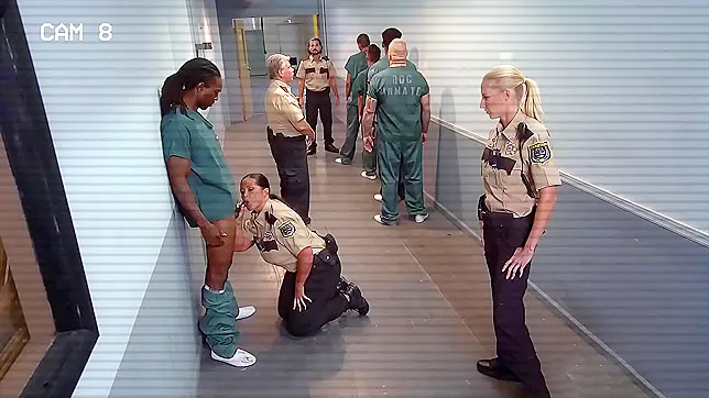 Prison Security MILF Sucks and Fucks Inmate's Huge Cock In The Jail