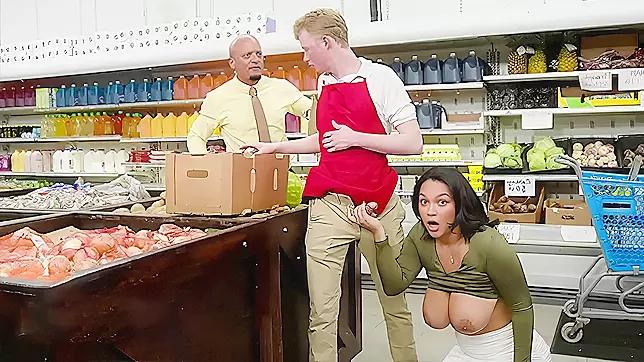 Naughty Wife Fucks in the Store, Making Her Husband a Cuckold!