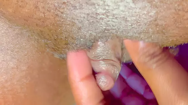 Ebony MILF with Big Boobs Masturbates Her Huge Clit and Wet Pussy to Squirting