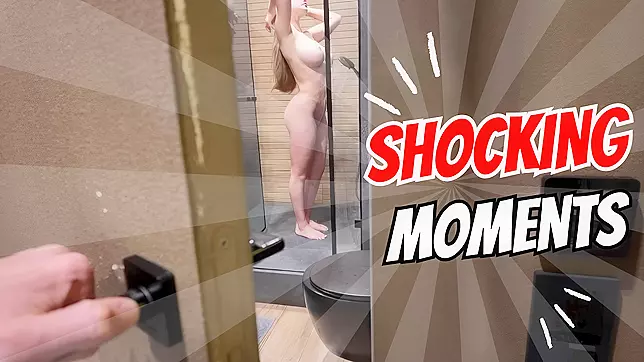 Filthy stepbrother spies on his sister in the shower and Jerks Off his cock hard
