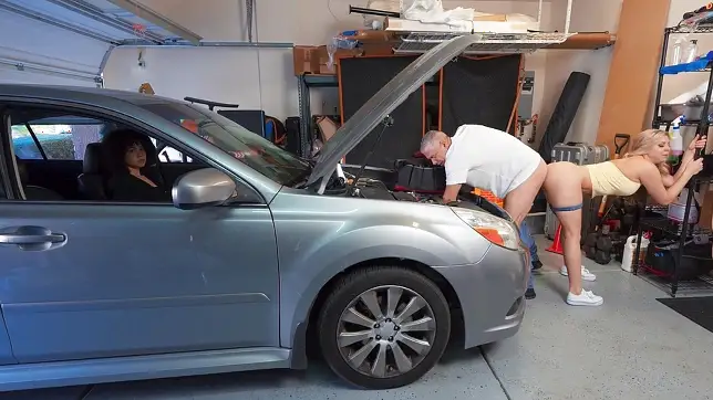 Lastful blonde slut Jenna Madison gets fucked in the garage