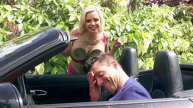 Busty XXX bimbo seduces a hung rich man and gives him a nice blowjob