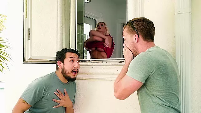 Guys discover free benefits of spying on neighbor taking the shower