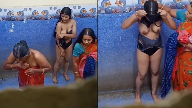 Desi girl has shown her naked boobs in shower as she stood with her mom