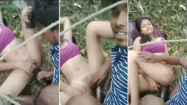 Village Desi Slut Gets Her Cunt Fucked In Bushes As Her Buddy Records MMs Video