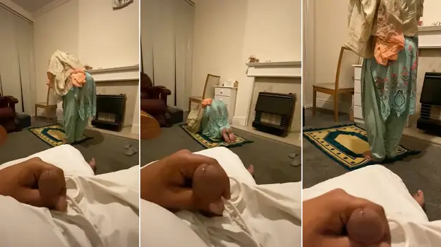 Leaked MMs, Pakistani Mom Does Namaz Doggy Worship While Son Jerks Off Dick On Her Ass