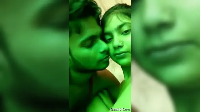Young hunk touches girlfriend's porn areas after kissing on camera