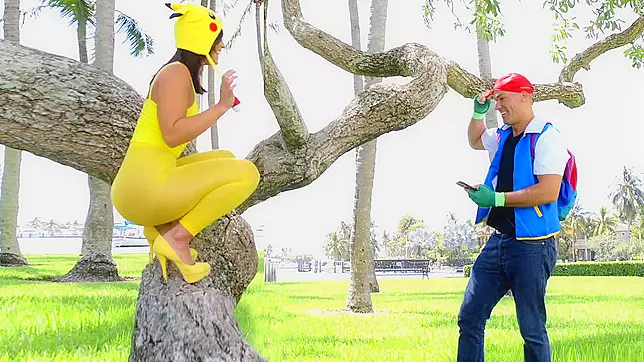 Horny dude collects sexy pokemons and makes out with Kelsi Monroe