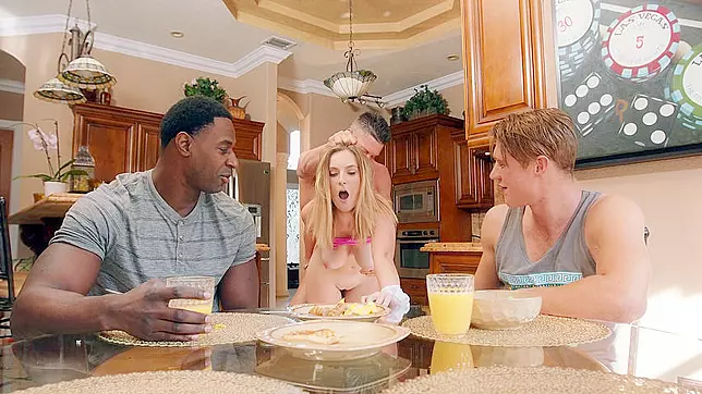 Black and white males have sex with free XXX female waiting for her mom