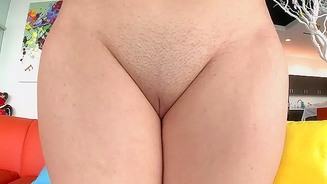 Coed with nice tushy performs slow XXX striptease and spreads labia