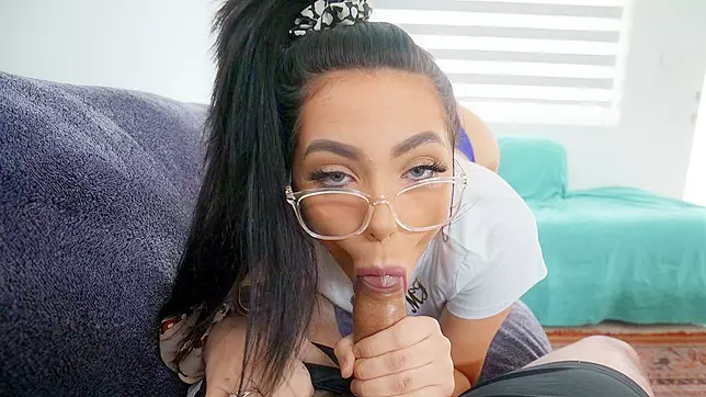 MJ Fresh in Glasses Blows Cock in Mind-Blowing POV Sex - Must-Watch!