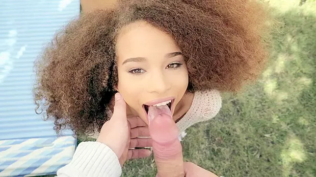 Busty Ebony Cecilia Lion Sucking White Dick in POV Porn – XXX Video