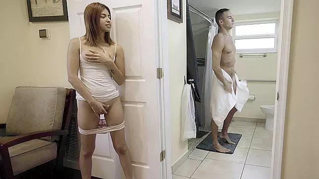 Spying on Hot Guy in the Shower, Hazel Heart Masturbates with Ana