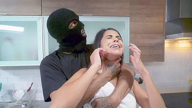 Girl makes masked man happy thanks for XXX-shaped boobies and ass