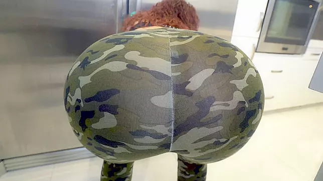 Bitch in military pants needs man to pay for XXX cleaning in underwear
