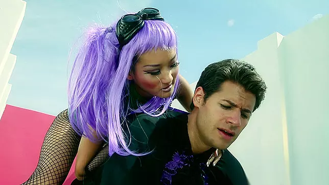 Now! Alina Li, the Purple-Haired Slut, Slurps a Stud's Raging Cock in XXX Video