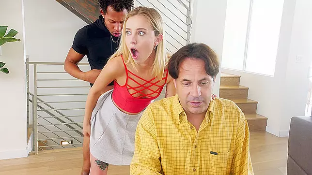 Daddy didn't even notice what her daughter is doing with a XXX BBC