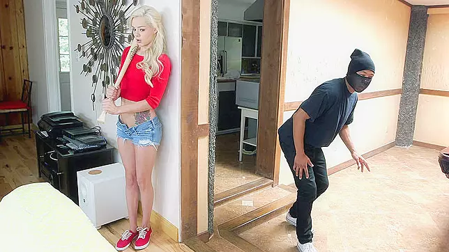 Teeny catches a black burglar and she wants to use his big XXX dick