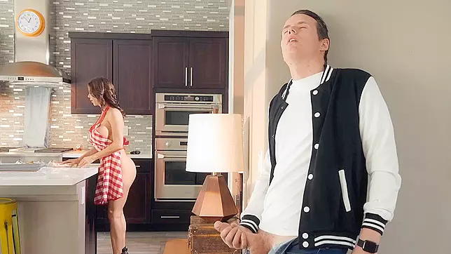 Justin Hutn is jerking on his GF's mom Alexis Fawx