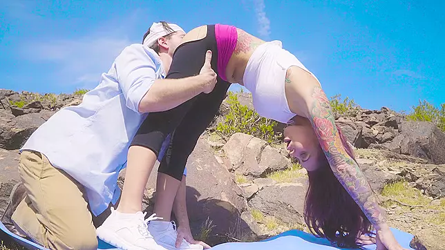 Monique Alexander gets licked by a stranger in a desert