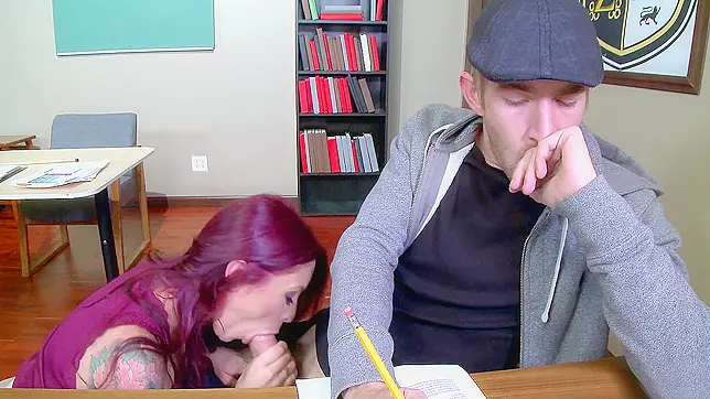 Snotty teacher Monique Alexander sucks his rod in the back of the classroom