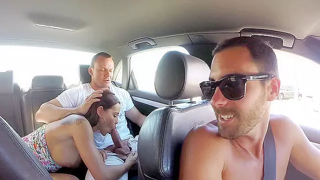 Big-tittied Czech wastes no time and sucks XXX pipe in the backseat