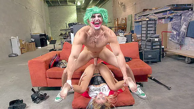 Green-haired villain assfucks slutty XXX partner in piledriver position
