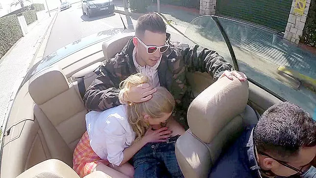 Latvian cutie takes a ride that turns into XXX blowing in the backseat